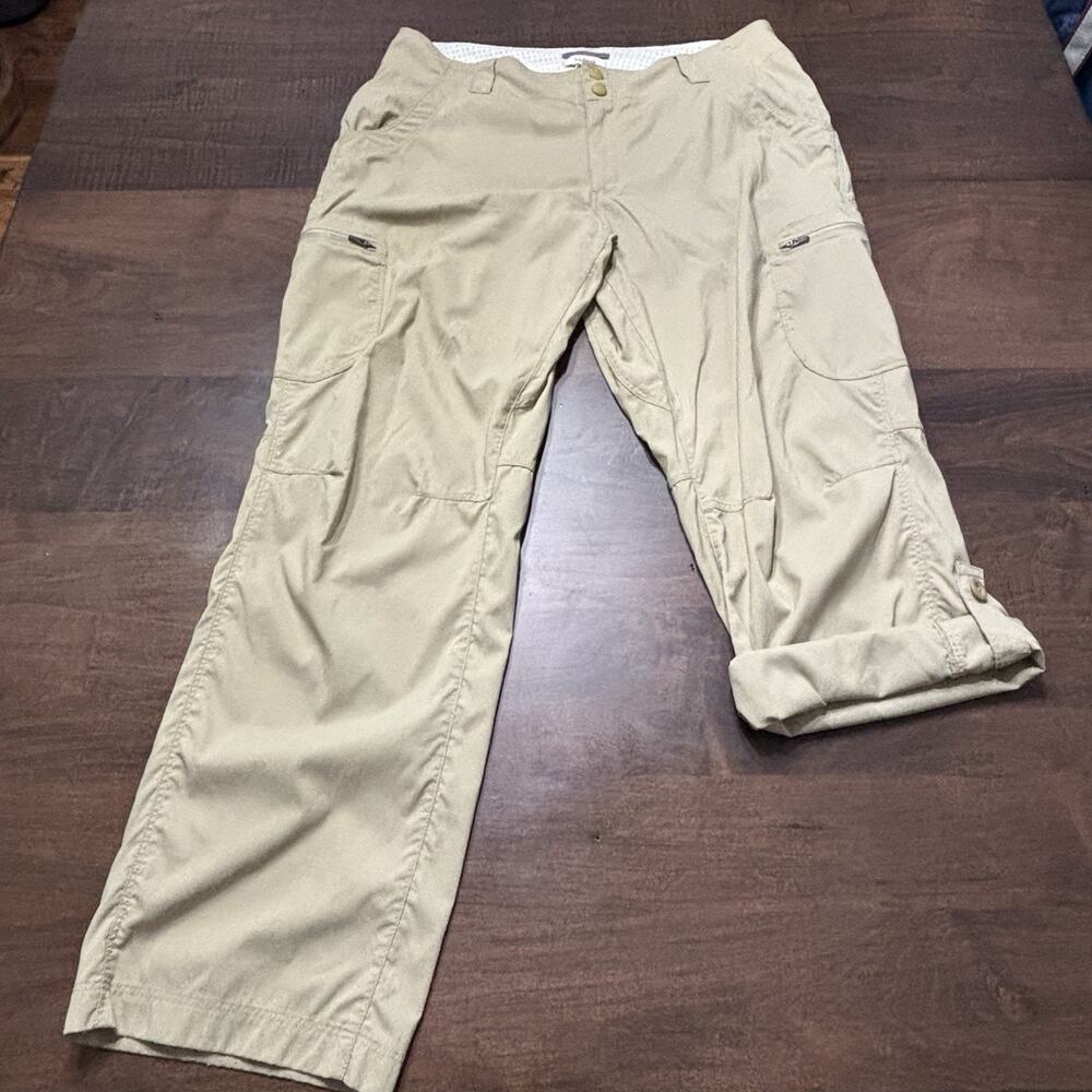 LL Bean Pant Womens Sz 10 Beige Vista Trekking Hiking Cargo Straight Convertable
